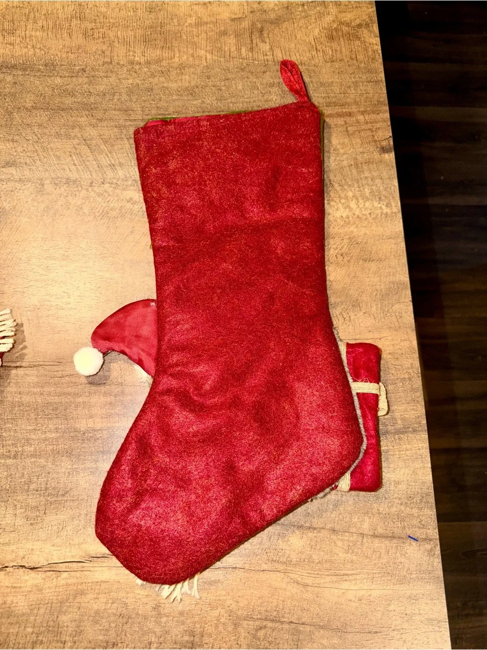 Festive Sloth Christmas Stocking in Green and Red